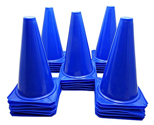 Bluedot Trading (30-Pack) 9-Inch Tall Cones For Speed & Agility Sports Equipment Cones For Soccer, Football, Track, Basketball, And Traffic Safety, Blue #TOP2