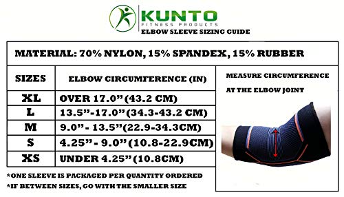 Kunto Fitness Compression Elbow Brace for Tendonitis, Tennis & Golf Elbow Relief (Shipped from USA)