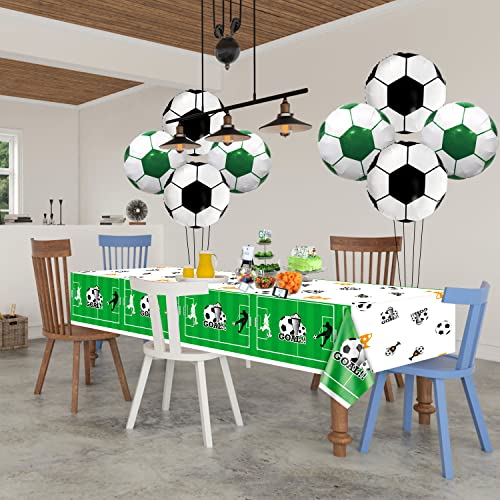 Pixhotul Soccer Party Decorations - 3 Pcs Soccer Tablecloths, 8 Pcs Foil Soccer Balloons Soccer Field Disposable Table Cover For Sports Event Game Day Soccer Birthday Party Supplies #TOP3