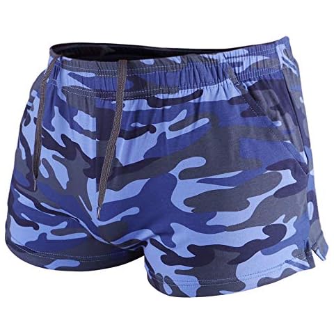 Muscle Alive Pantalones Cortos Deportivos con Bolsillos Camuflaje Azul M Cover