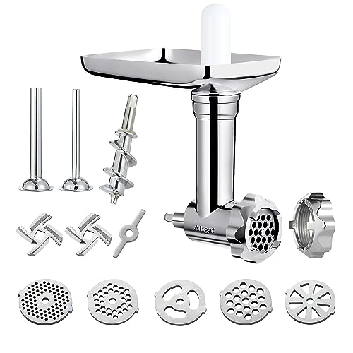 Image of Premium Metal Food Grinder Attachment for KitchenAid Stand Mixers, Precision Meat Grinder & Sausage Stuffer Tubes Kit with Abundant Accessories, Food-Safe Alloy Mixer Attachments (Hand Wash Only)