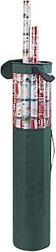 ProPik Gift Wrapping Paper Storage Organizer Bag, Store Up To 24 Rolls 40 Inch, Heavy Duty Polyester plus PVC Clear Bag with Handles and Zippered Top for Gift Wrap and Ribbons (Green)