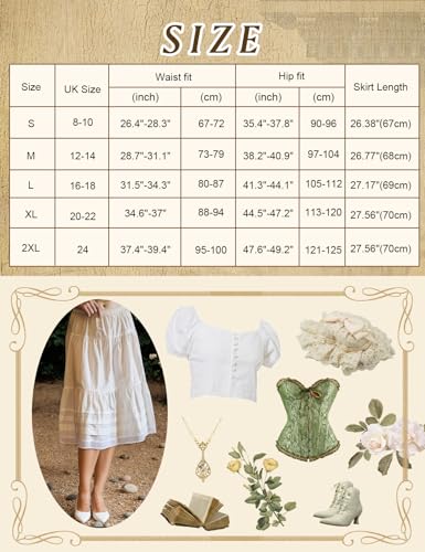 BEAUTELICATE Women's White Midi Swing Skirt Cool Cotton A-line Vintage Casual Boho Skirt Knee Length with Lace Trim for Summer Hot Days Holidays, XL - Image 6