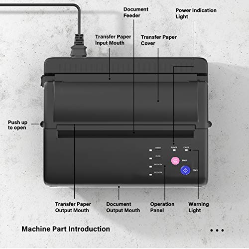 Tattoer Tattoo Transfer Stencil Printer Machine Thermal Copier Printer For Tattoo Stencils Tattoo Stencil Printer Transfer Machine For Tattooing Tattoo Kit Tattoo Machine With 10Pcs Paper,New Version #TOP2