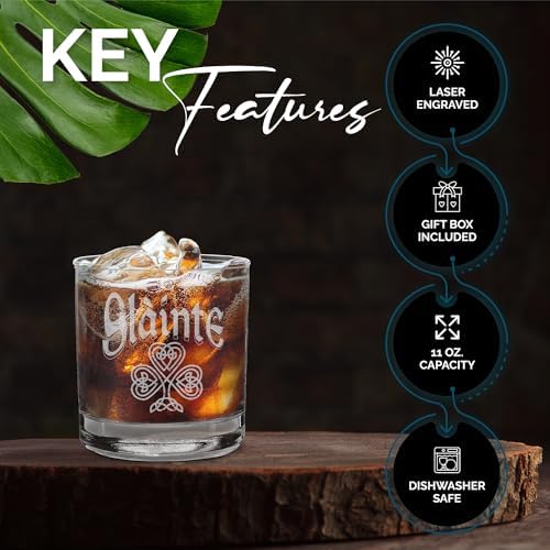 shop4ever Slainte Irish Cheers Toast Engraved Whiskey Glass 11 oz. Gift for Him Her - Thumbnail 3