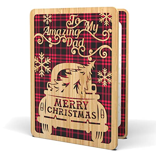 AGAPE LOVE CARDS Merry Christmas Card For Dad - | Made From Real Bamboo | 6