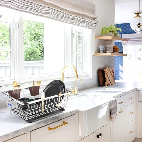Image of BIRDWING Dish Drainer Steel (64x47x23) Stainless Steel Dish Drainer Basket Utensil Drying Stand for Kitchen /Plate Rack /Bartan Basket /Sink Counter Top Dish Drainer Rack