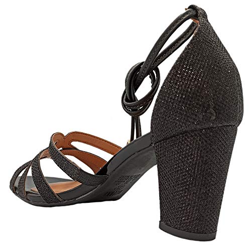 Sandalia Feminina Vizzano Salto Grosso Medio 6262476 TELA GLAMOUR
