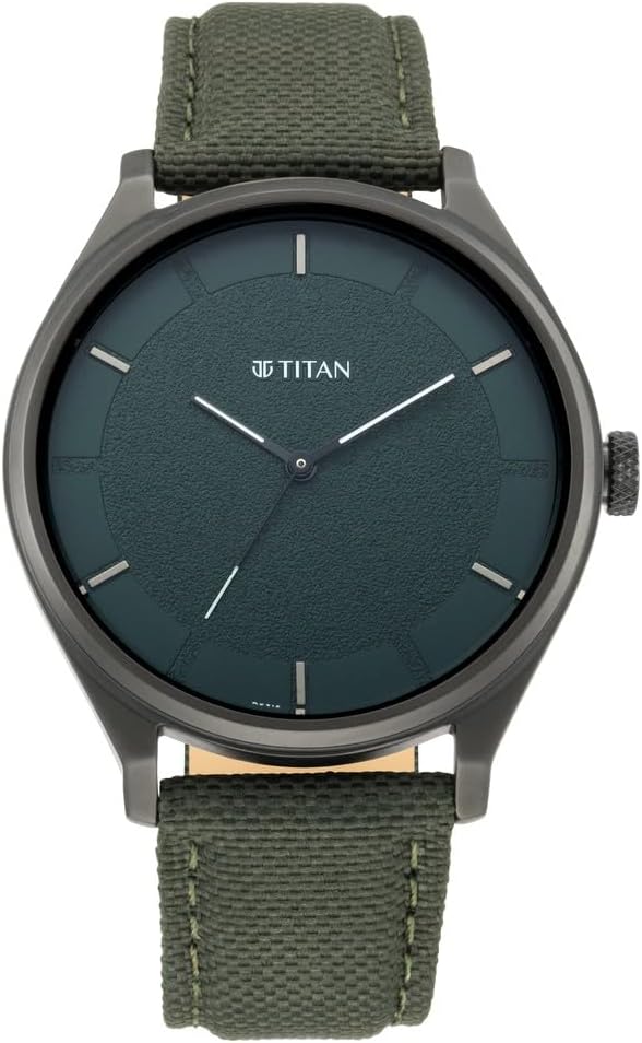 Titan Workwear Quartz Analog Hunter Green Dial Olive Green Leather Strap Watch for Men - NT1802NL02