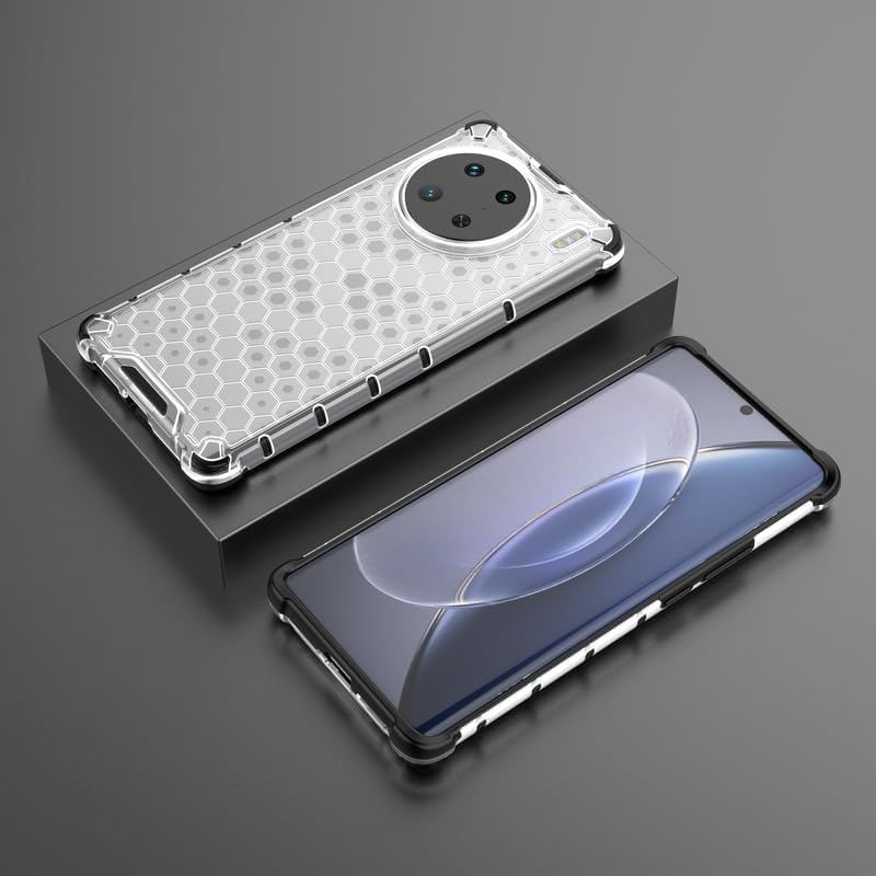 Image of Lustree TPU Honey Comb Armor Shock Proof Back Cover for for VIVO X90 PRO (Transparent)