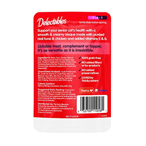 Hartz Delectables Stew Lickable Wet Cat Treats With Tuna & Chicken, Senior Cats 10+ Years, 1.4 Ounce (Pack Of 12) - Packaging May Vary #TOP2