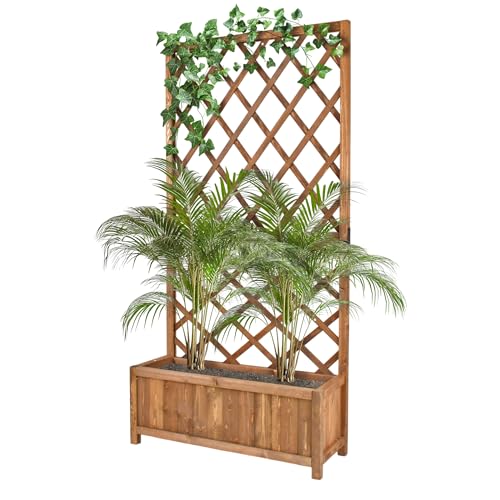 FRANKYSTAR Dorothy - Fioriera in legno di cedro impregnato con spalliera H180 cm - ebony