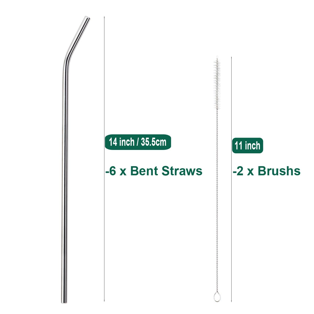 Pajitas De Acero Inoxidable De 14 Pulgadas, 4 Pajitas De Metal Grandes Y Anchas Ultra Largas Y Reutilizables De 0.32 Pulgadas (0.315 In) Para Vasos De 40 Oz/64 Onzas O Vasos