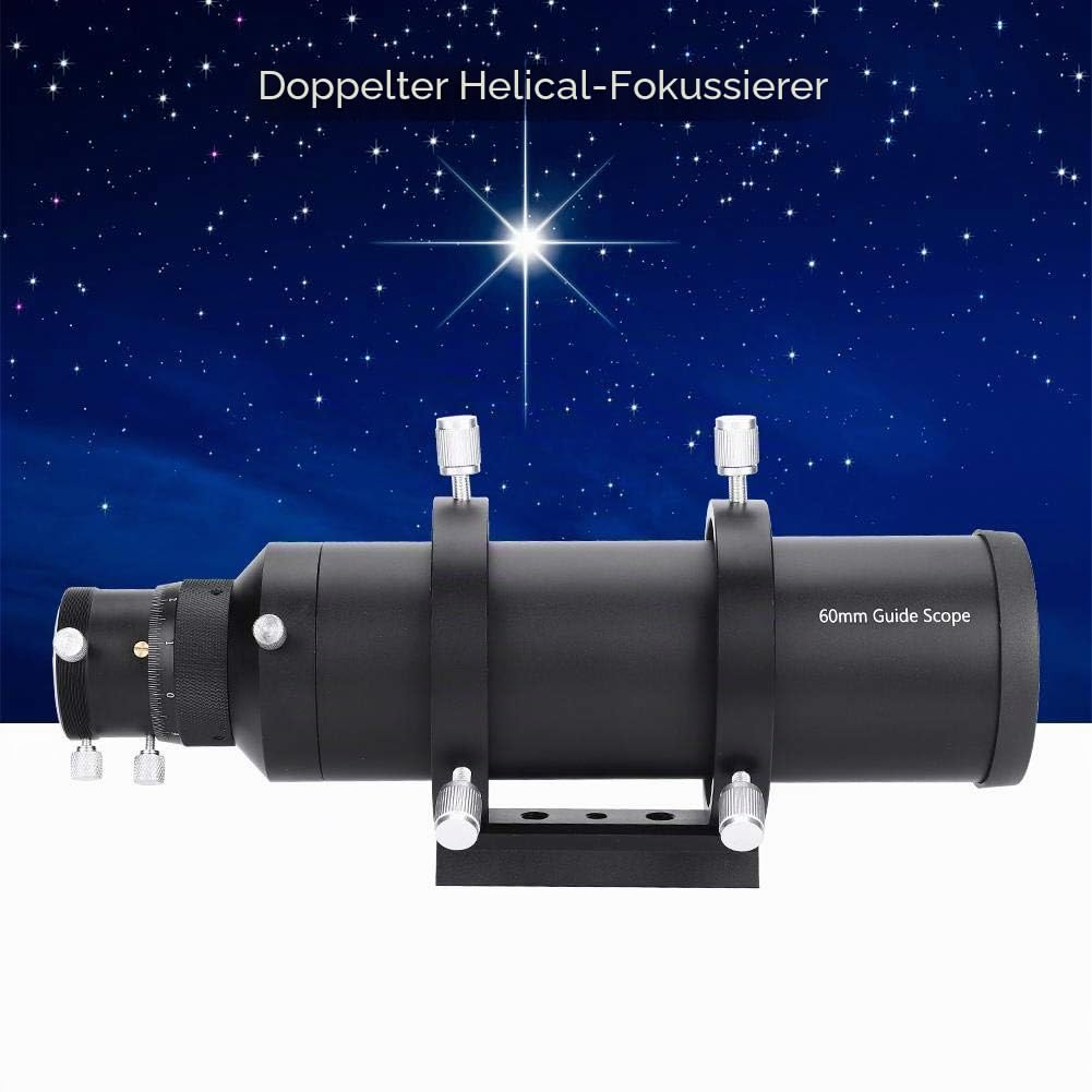 60mm Guidescope 240mm Brennweite Sucher Fernrohr aus Aluminiumlegierung mit Doppelwendel Fokus und Halterung für astronomisches Teleskop