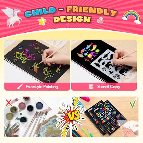 3 4 5 6 7 8 9 10 Year Old Girls Boys Gifts, Unicorn Gifts for Girls Age 3-10 Scratch Art for Kids Girl Birthday Presents Girl Toys Age 3-10 Gift for 3-10 Year Old Boy Toys for 3-10 Year Old Boys - Image 2
