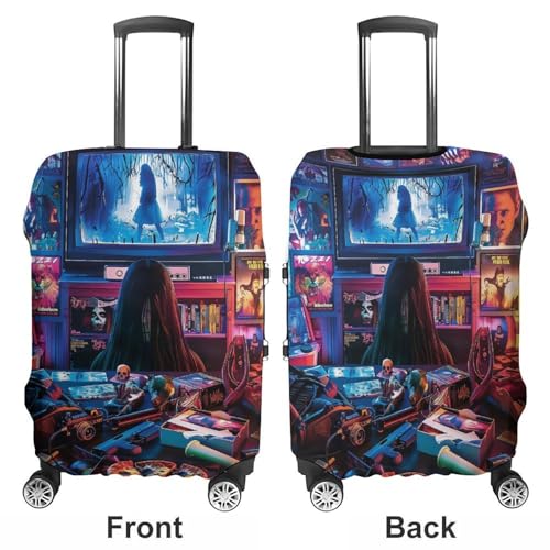 Female Ghost Horror Movie Travel Suitcase Protector Luggage Cover Protective Washable Anti-scratch Baggage Cover3