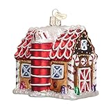 Old World Christmas Gingerbread Barn Glass Blown Ornament for Christmas Tree, Handcrafted Holiday Decoration, Gingerbread Collection