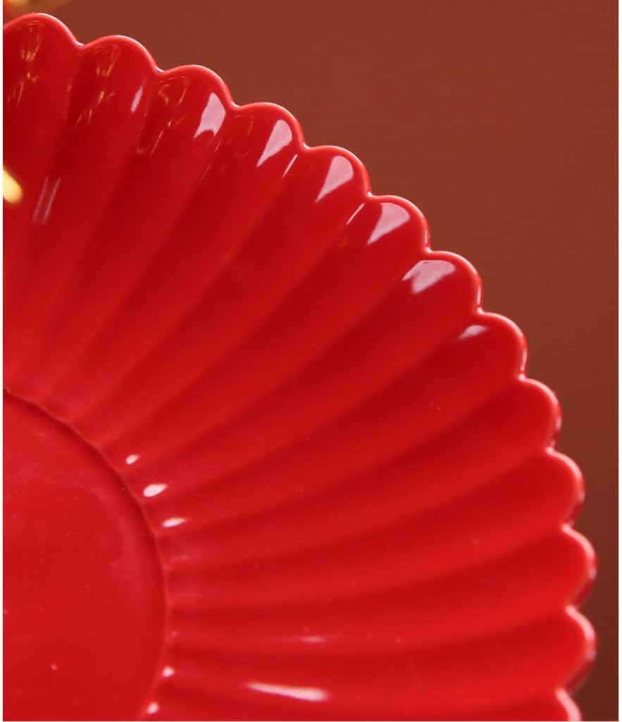 Tiered CupWedding Serving Tray Ceramic Dessert Display Plate Serving Platter Red Fruit Candy Display Tower for Birthday Tea Party Display Holder Platter