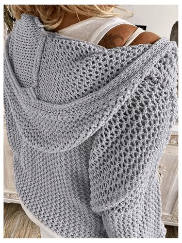 Floerns Women's Plus Size Long Sleeve Crochet Knit Drop Shoulder Beach Hoodie Sweater Pullover3