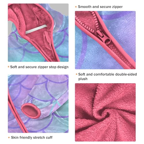 OTVEE Colorful Mermaid Tail Kids Hoodie Jacket Fall Spring Full Zip Warm Outwear Coat3