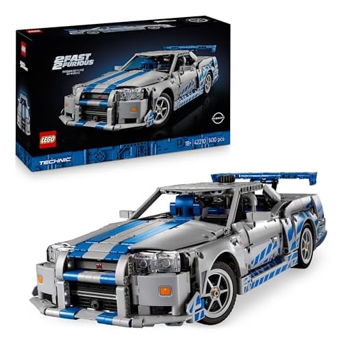 LEGO Technic 2 Fast 2 Furious Nissan Skyline GT-R (R34) Car Model Kit for Adults - incl. a Drift Function, Steering, Suspension & a 6-Cylinder Engine - Collectible Gift for Fans - 42210