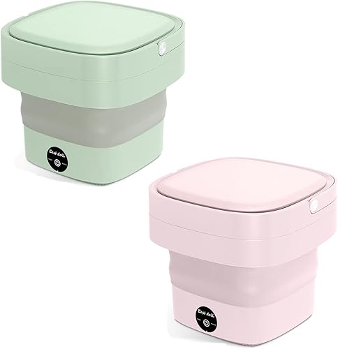 Dos lavadoras portátiles mini lavadora plegable para lavar ropa de bebé, ropa interior o artículos pequeños, adecuada para apartamentos, lavandería,