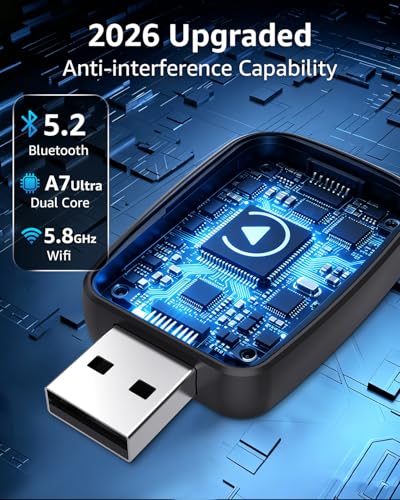 Image of 4 in 1 Wireless CarPlay Adapter Car Screen Mirroring Adapter for Apple iPhone& Android, Convert Wired CarPlay to Wireless, Stable Control & No Delay Latency, Plug and Play