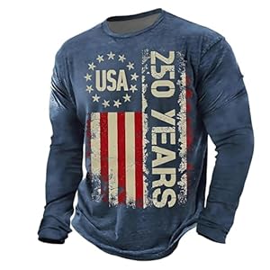 250 Years American Flag Anniversary USA 250th Birthday T-Shirt Classic Fit Retro Long Sleeve T-Shirt for Men