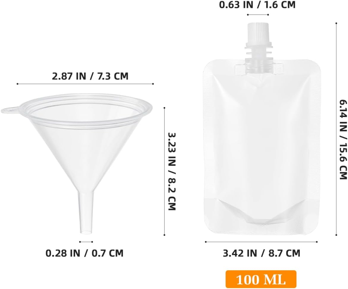 Yardwe Transparent Stand-up Spout Pouches 6.14X3.42X0.62In Reusable Juice Bags with Funnels Leakproof Sealable Drink Pouches for Soy Milk Smoothies Outdoor Camping Picnic