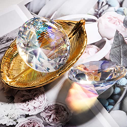 Jucoan 3 Pack 80 mm/3.15 Inch Crystal Diamond Paperweight, Clear K9 Sparking Glass Diamond Jewels Gem for Wedding, Bridal Shower, Baby Shower, Birthday Party Table Centerpieces Home Office Decor - Thumbnail 2