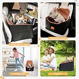 HiPetpy Hunde Autositz –Autositz mit Decke & dickem Kissen für kleine Hunde bis 14 kg/30 lb, Erhöhtes Design mit Sicherheitsleine, rutschfestes Hundebett fürs Auto mit Aufbewahrungstaschen (Braun)