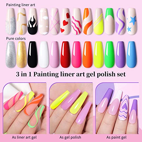 12 Farben Gel Nail Liner Polish Gellack Shellac Set UV LED Gel Nagellack Set For DIY Drawing Lines Nagel Designs Farbgel… – Bild 6
