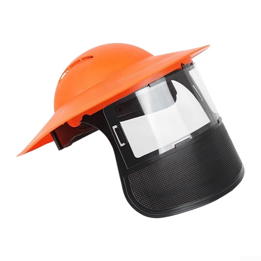 Visiera di sicurezza in rete anti-appannamento per falciatura del prato per lavori con motosega, fascia regolabile, materiale PP PVC, diametro 35 cm (C)