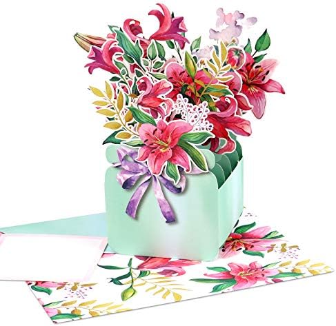 3D Bouquet Pop Up Card, Mother's Day Gift Card, Birthday Card for Her, Valentine's Day Anniversary Card, Thank You Card, 3D Flower Box Greeting Cards with Note Card and Envelopes for All Occasions