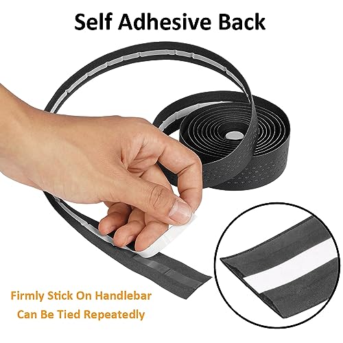 MOCNT Bicycle Handlebar Tape Breathable Cycling Bike Handlebar Tape PU EVA Handle Bar Grip Wrap Tapes Comfort Non Slip Shock Absorbent Road Bike Handlebar Drop Bar Tape Black - Image 4