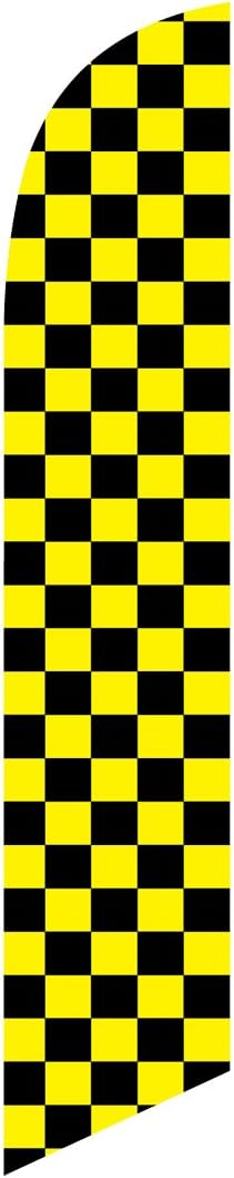 Black and White Checkered Dealership Feather Banner Swooper Full Sleeve Flag, Replacement Flag only