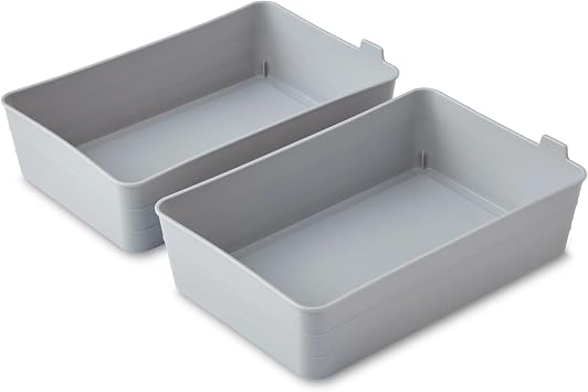 2 pack Flexible Drawer Storage Organizers, Gray, 2 Pack