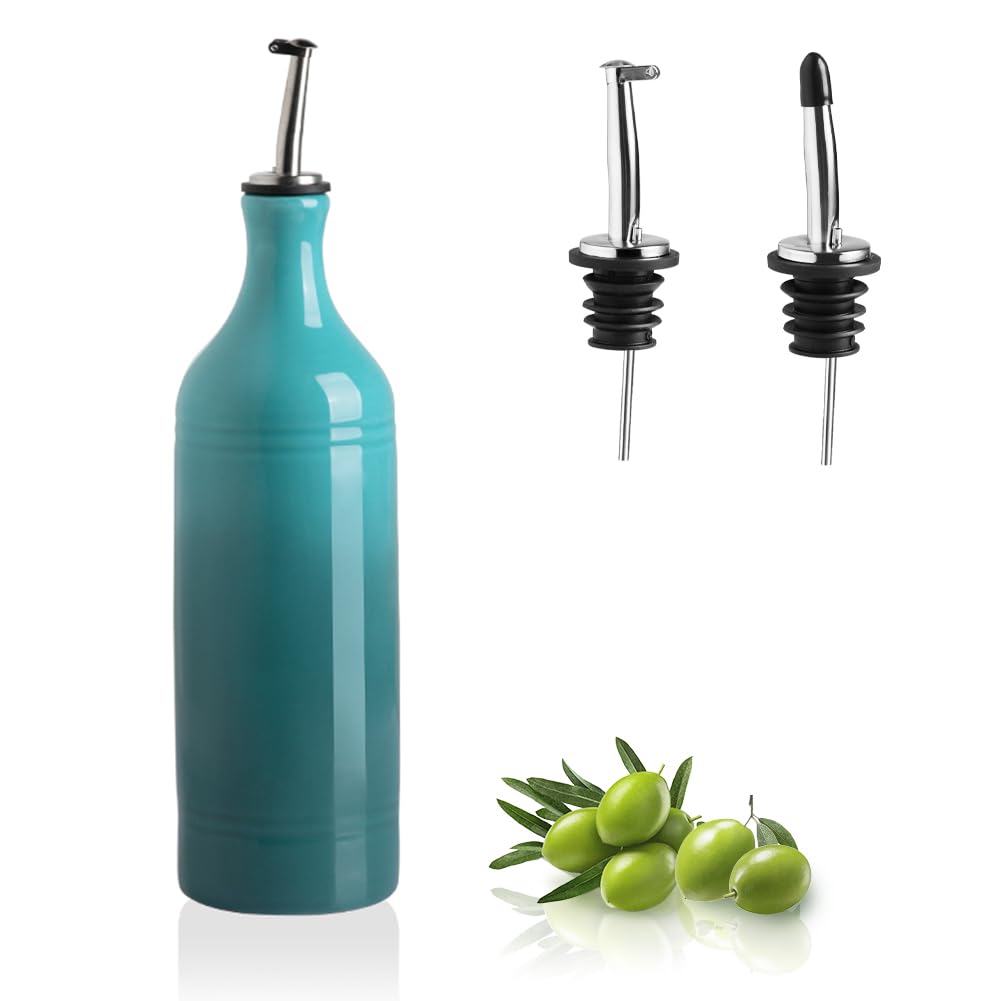 Sweejar Large Ceramic Olive Oil Dispenser Bottle, Opaque Oil Cruet Protects to Reduce Oxidation, Suitable for Storage Vinegar, Soy Sauce & Other Liquids, Pack of 1, 24 Fl Oz(Gradient Blue)
