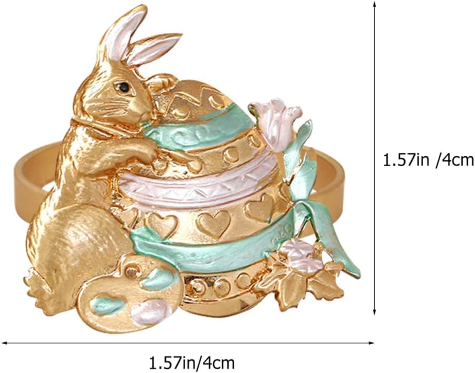 Didiseaon Easter Bunny Napkin Ring 6Pcs Rabbit Shaped Napkin Buckle Set for Holiday Dining Table Decor Spring Party Holding Rings