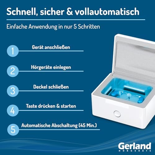 Gerland Hörgeräte işitme cihazları için elektronik kurutucu | Perfect Dry Lux | UV-C ışık | işitme cihazlarını ter ve neme karşı korur | kurutma cihazı | işitme sistemleri için kuru kutu - Görsel 4