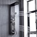 Delavin Multi Fuction Shower Panel, Shower Tower, Rainfall Waterfall Stainless Steel Shower Panel Tower System, Full Body Shower System with Body Jets, Tub Spout, Handheld Shower, Brushed Black