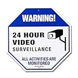 Camera Security Signs - Warning 24 Hour Video Surveillance Sign for Property Home Yard House- Large 12