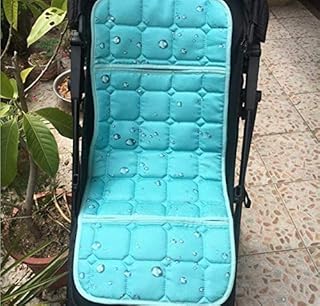 Baby Stroller Seat Liners Baby Stroller Pad Cooling pad Pushchair Prams Cotton Cushion Padding Buggy Carseat Travel Seat Liner Infants Newborns Babies Seat Pad Ice Silk Cushion Baby Seat Pad (Blue)