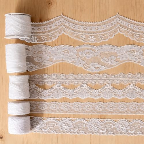 30 Yards Vintage Lace Ribbon Set Wedding | White Lace Trim, 6 Styles Invitation Accessories, Sewing & Rustic Wedding Decor, Bouquet Wrapping & Gift Wrap