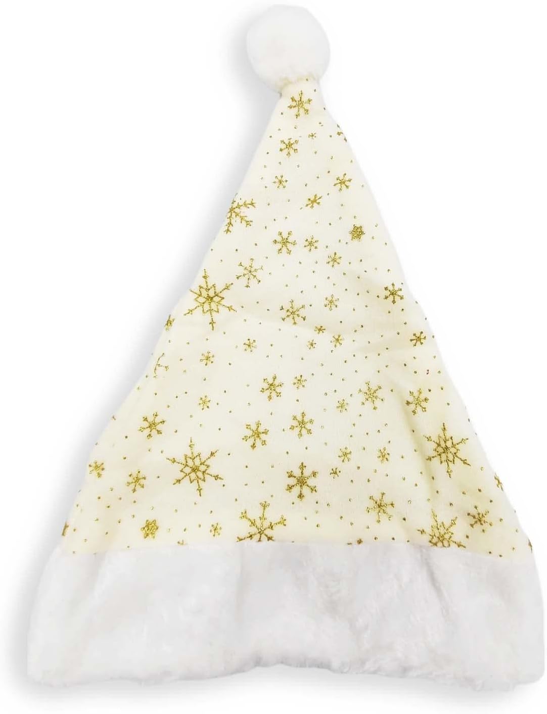 PARTY TIMEPARTY TIME - 1 Piece White with Gold Santa Hat Christmas Headdress Holiday Costume Accessory Soft Christmas Cap Festival Decor for Kids Cosplay Party Supplies