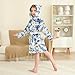 Glaphy Vintage Cowboys Horses Cactus Blue Pattern Bathrobe Hooded PJ Robe Soft Fleece Robe Pajama Sleepwears 2-12 Years