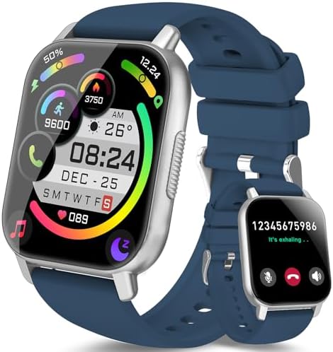 Smart Watch for Men Women Answer/Make Calls, Smart Watches with 1.85 HD Touch Screen, 112 Sport Modes, Step Counter, IP68 Waterproof, Heart Rate/Sleep Monitor Fitness Watch for iOS Android, Black