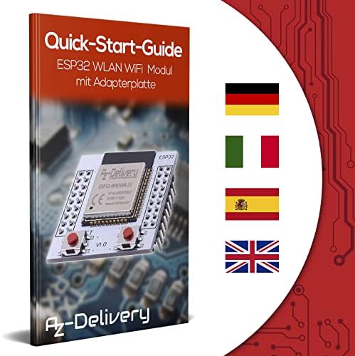 AZDelivery ESP32 WROOM-32 WLAN WiFi Bluetooth Microcontroller with free Adapter Board compatible with Arduino and Raspberry Pi including E-Book!