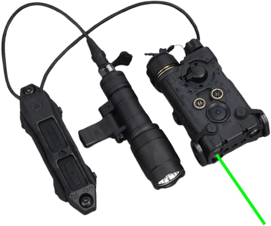 Nylon L3-NL Box Aiming Laser Sight(with Red/Green/Blue Laser +IR Laser+ White Light), &M340A Strong LED Flashlight, &Modular Dual Wire Remote Pressure Switch(SF+2.5 Plug) Combo,Black