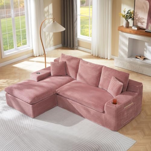 95" L Shaped Boneless Sectional Couches with Cloud Cushions